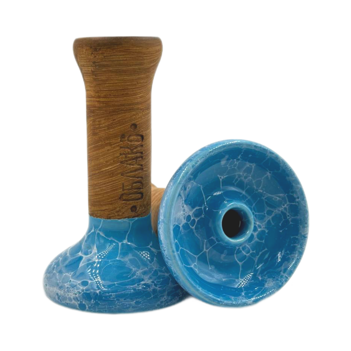 Кальянная чашка керамическая ОБЛАКО GLAZE STD Phunnel M голубой-белый мрамор
