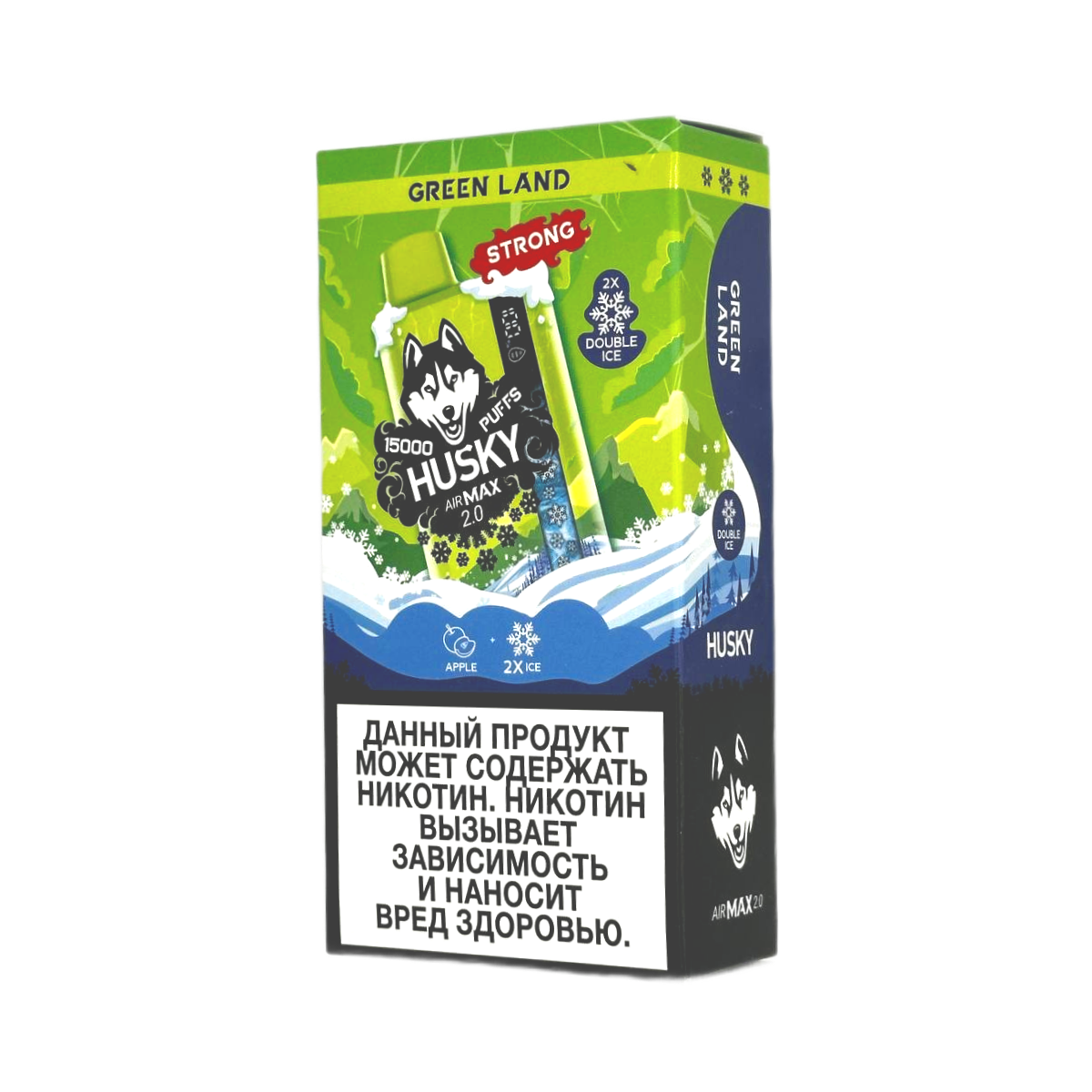 HUSKY AIRMAX 2.0 15000 Strong Зеленое ледяное яблоко 2%