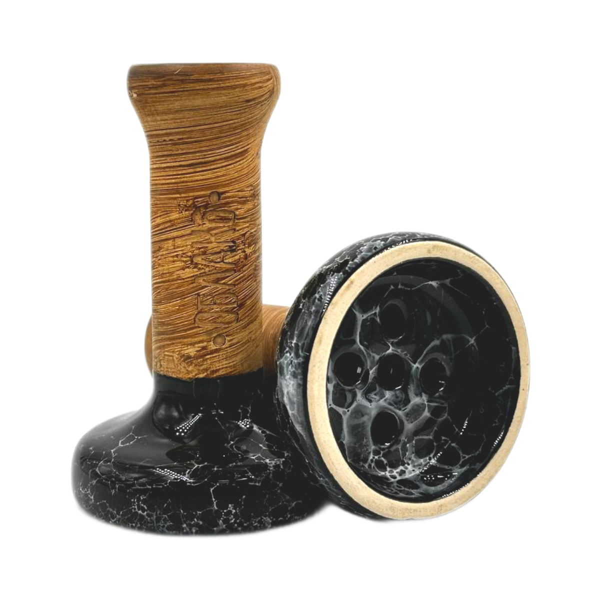 Кальянная чашка керамическая ОБЛАКО GLAZE STD Black черно-белый мрамор