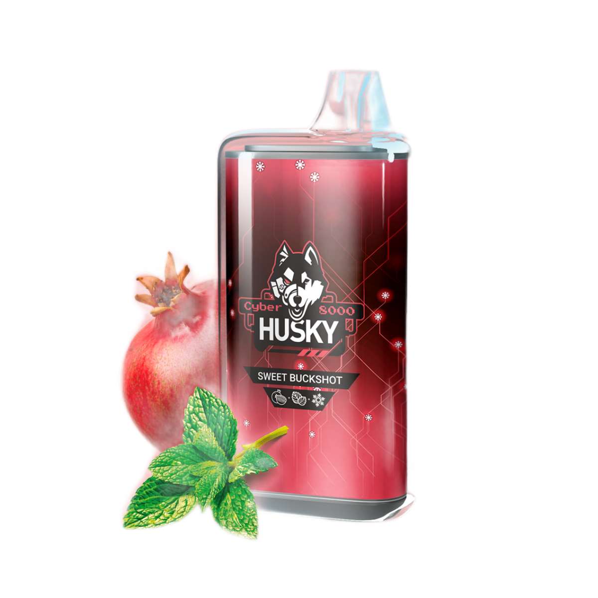 HUSKY CYBER NEW 8000 Гранат перечная мята лёд 2%