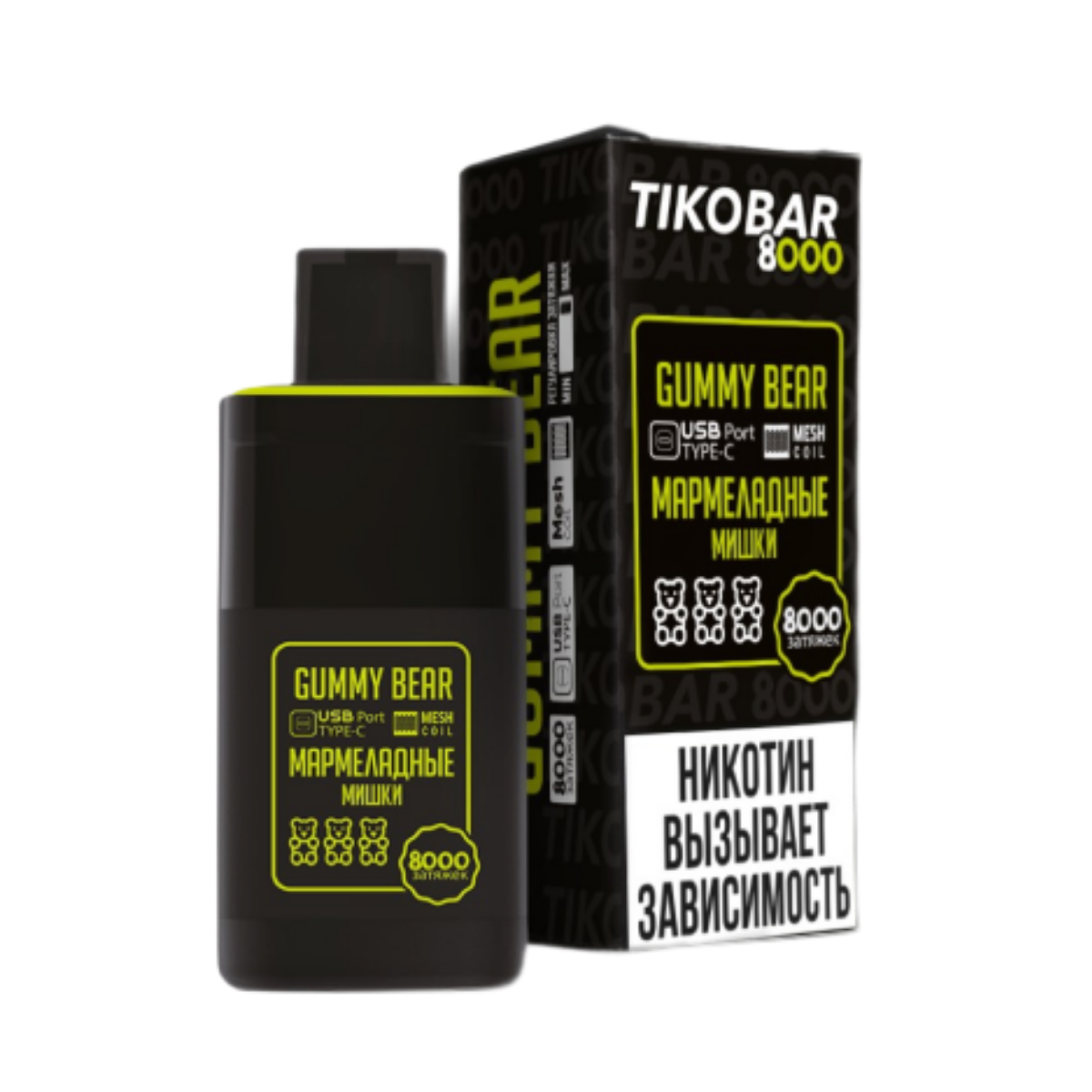 TIKOBAR 8000 Мармеладные мишки 2%