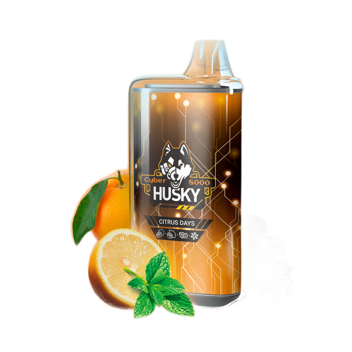 HUSKY CYBER NEW 8000 Апельсин лимон перечная мята лёд 2%