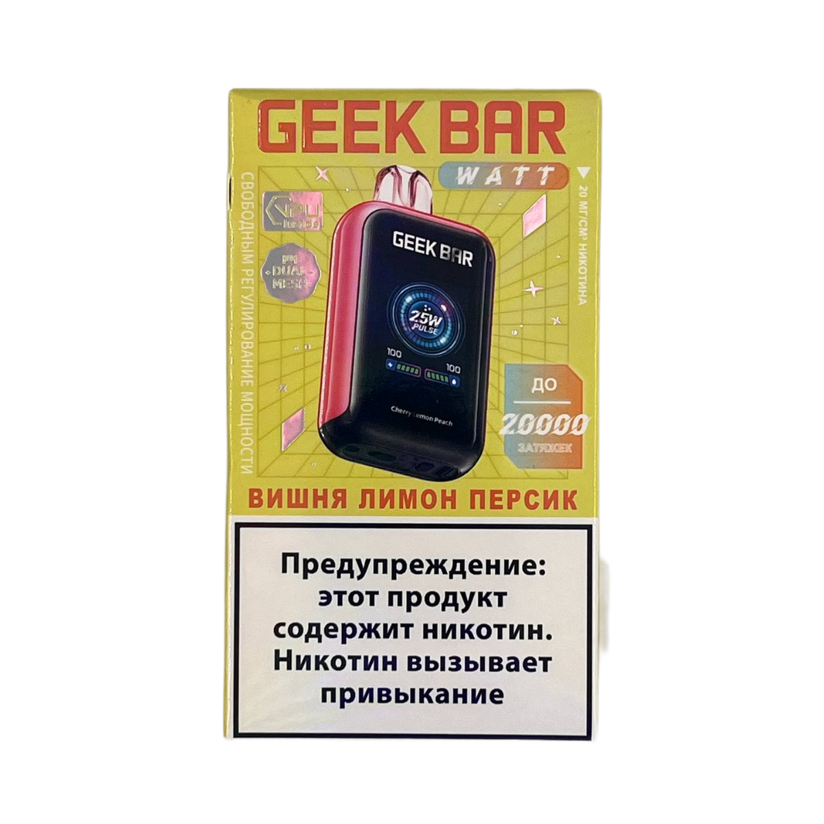 GEEK BAR WATT 20000 Вишня лимон персик 2%
