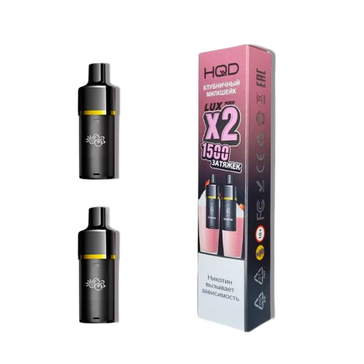 HQD LUX POD Картридж Клубничный милкшейк 2% (уп. 2 шт)