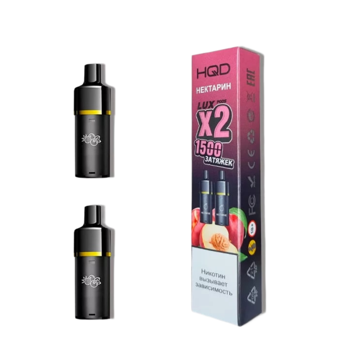 HQD LUX POD Картридж Нектарин 2% (уп. 2 шт)