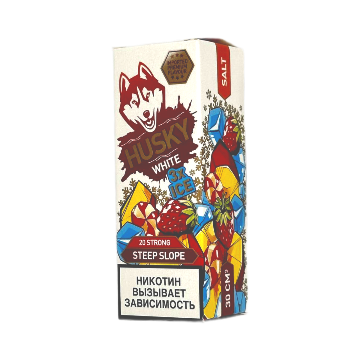 HUSKY SALT strong   WHITE Холодный персик клубника 30мл.20мг.