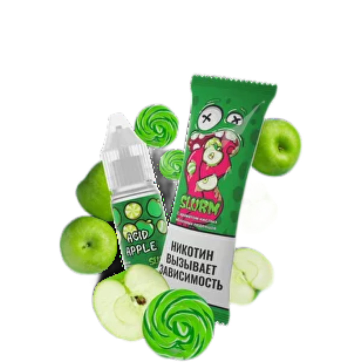 SLURM Кислые яблочные леденцы 10мл.15мг