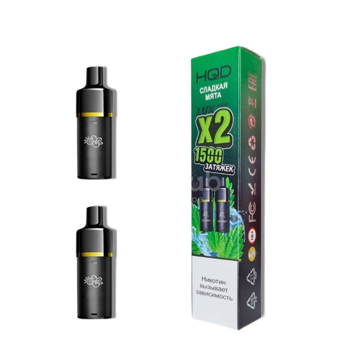 HQD LUX POD Картридж Сладкая мята 2% (уп. 2 шт)
