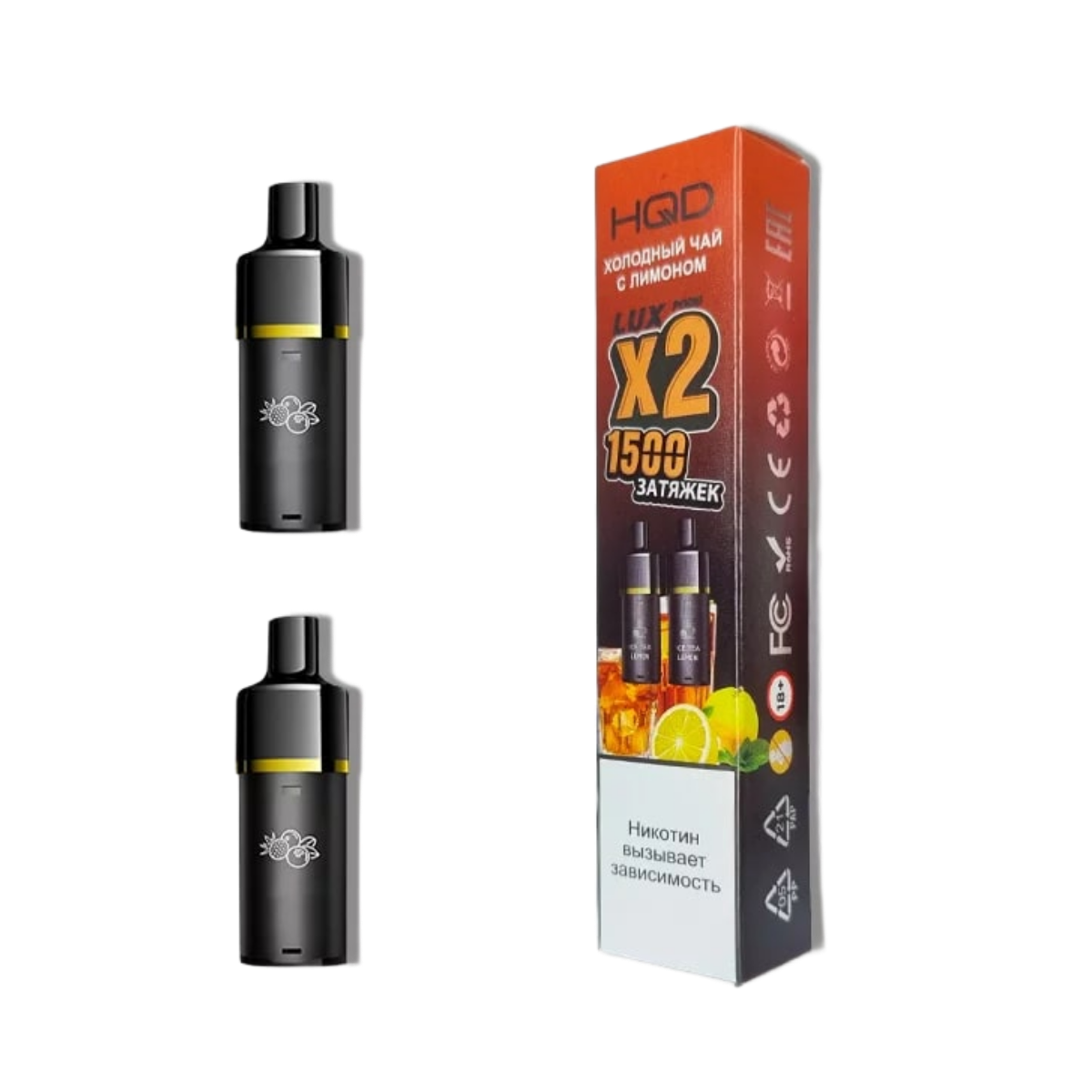 HQD LUX POD Картридж Холодный чай с лимоном 2% (уп. 2 шт)