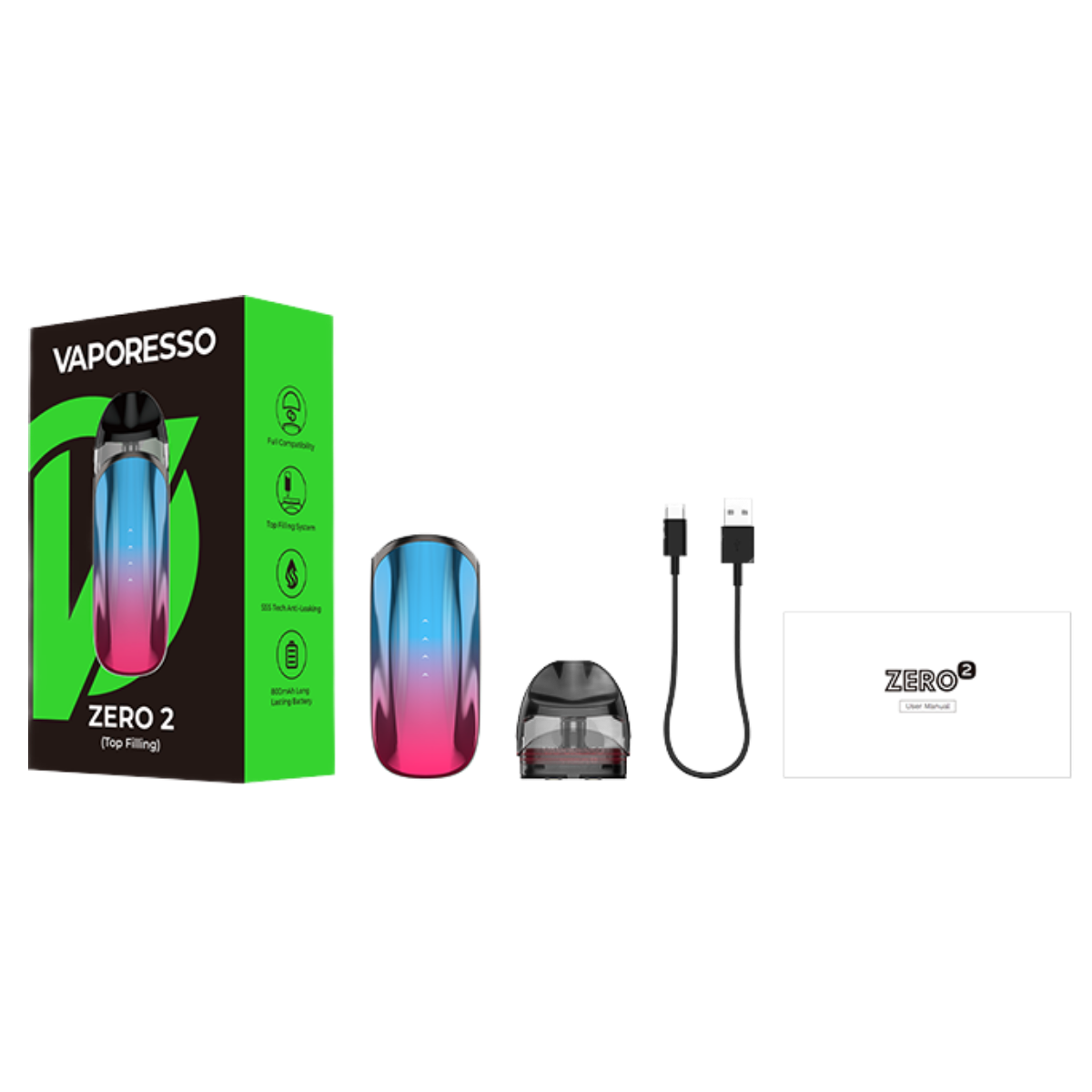 Vaporesso ZERO 2 Pod Kit 800mAh VRR-0086B Black Blue+Black Purple