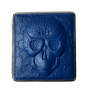 21452 Портсигар FARO д/20 сиг 80мм, ПВХ "череп" синий