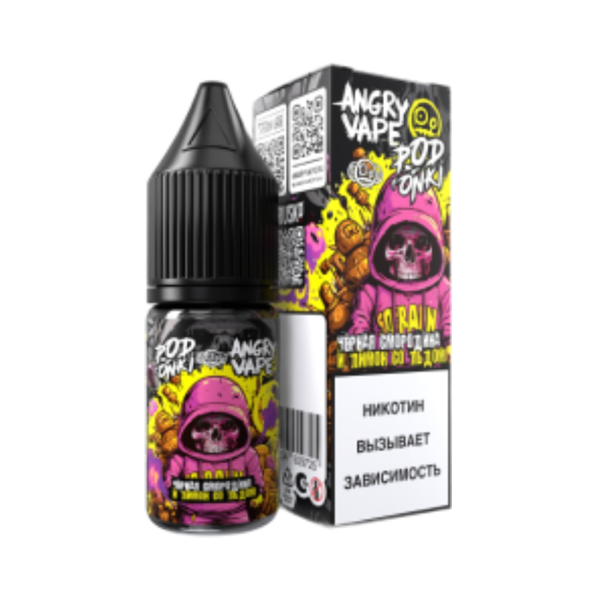 Angry Vape & POD ONKI Чёрная смородина и лимон со льдом 10мл.20мг.