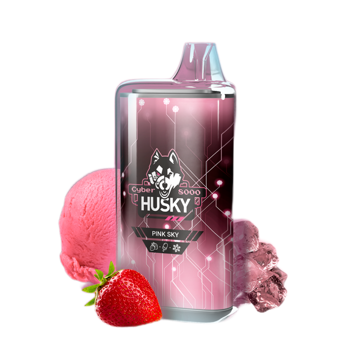 HUSKY CYBER NEW 8000 Клубничное мороженое лёд 2%