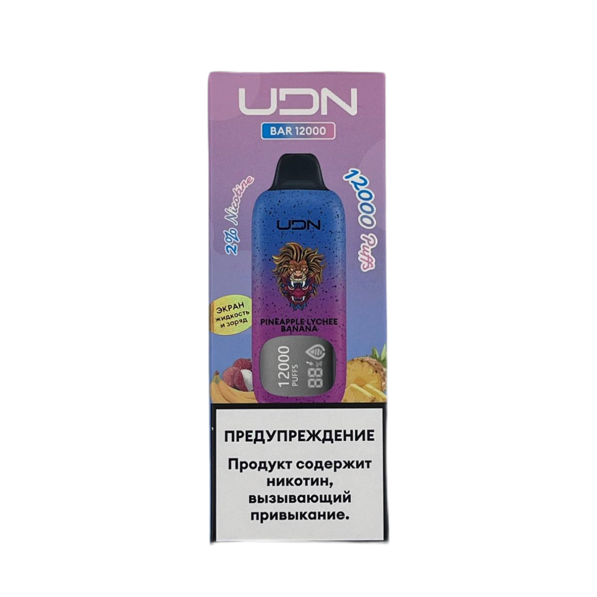 UDN BAR 12000 Ананас личи банан  2%