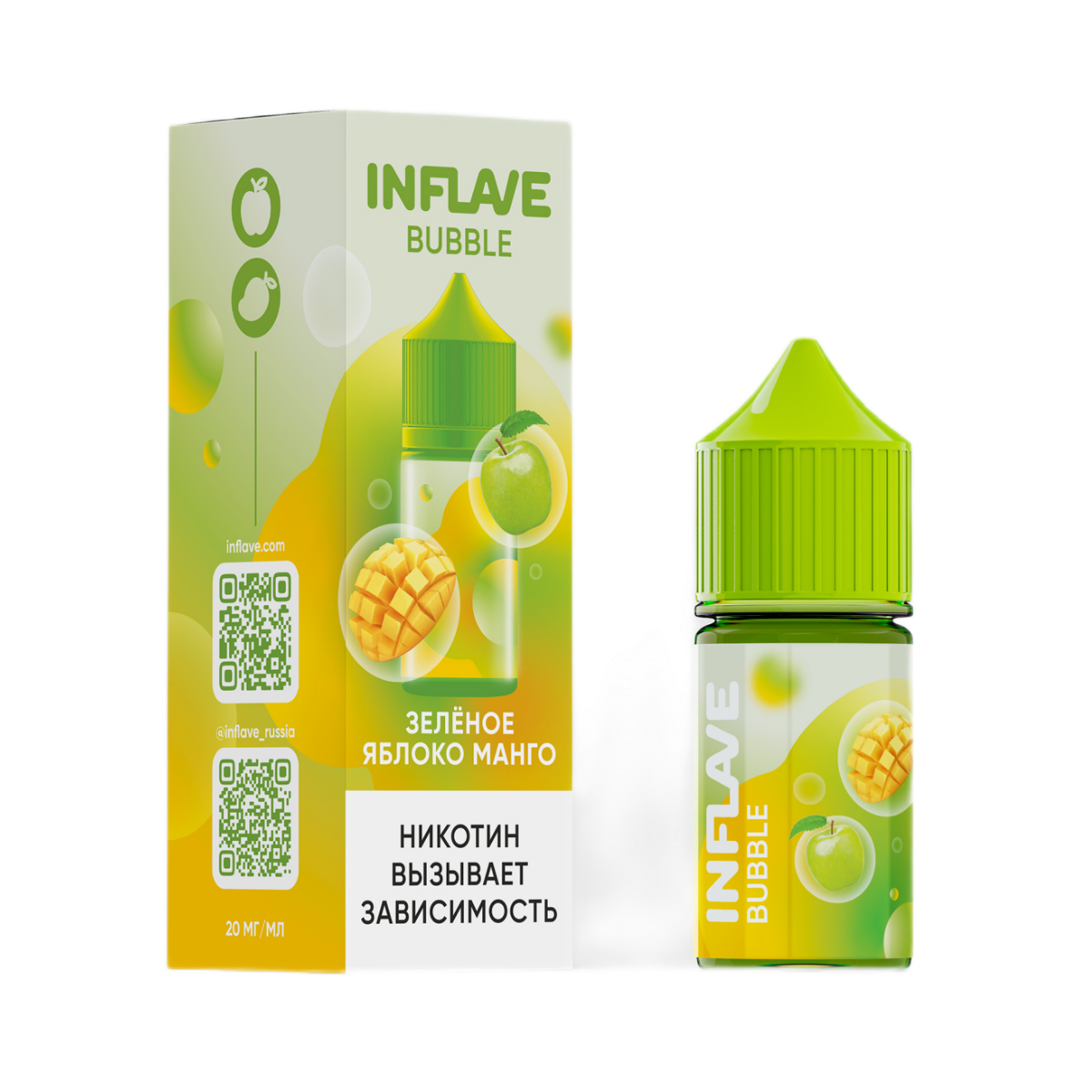 INFLAVE BUBBLE Зелёное яблоко манго 30мl. 2%