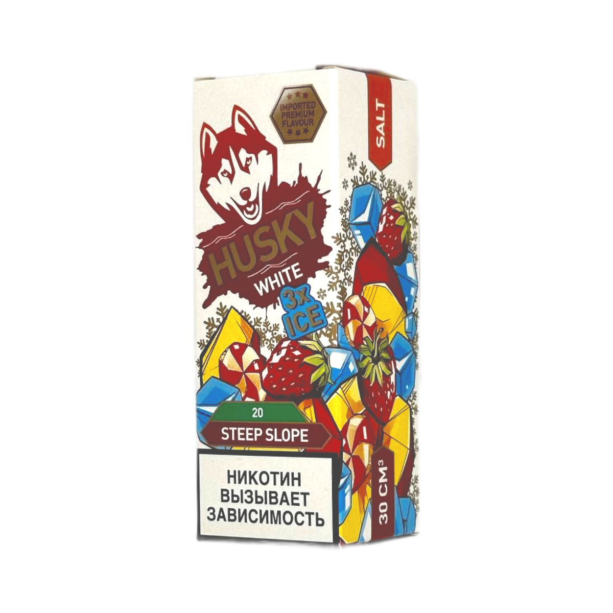 HUSKY SALT WHITE Холодный персик клубника 30мл.20мг.