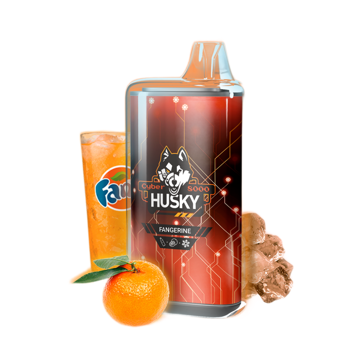 HUSKY CYBER NEW 8000 Мандариновая фанта лёд 2%