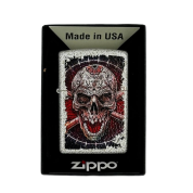 ZIPPO/49410 Skull Design покр.Mercury Glass, лат/сталь, белая