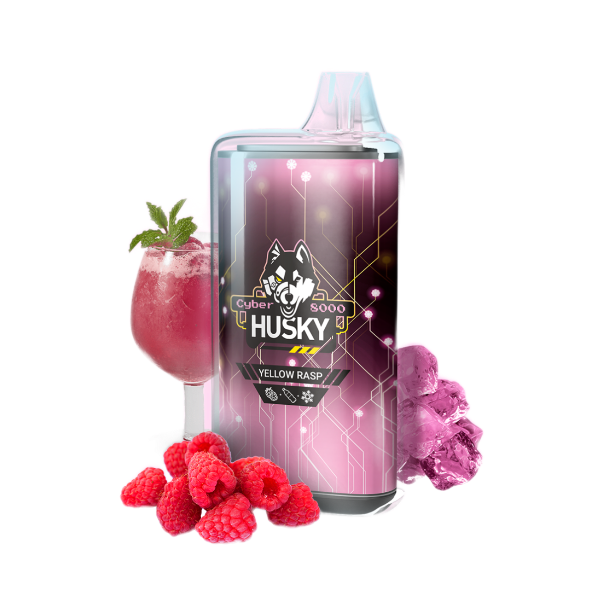 HUSKY CYBER NEW 8000 Малиновый лимонад лёд 2%