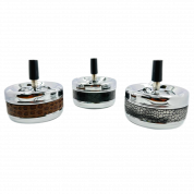 Пепельница TVC металл кожа /крутящий элемент цветная D9.5см.