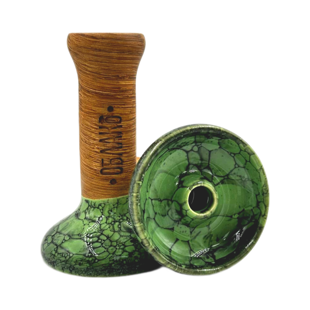 Кальянная чашка керамическая ОБЛАКО GLAZE STD Phunnel M салатово-черный мрамор