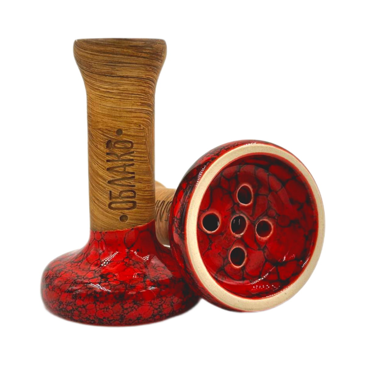 Кальянная чашка керамическая ОБЛАКО GLAZE STD Black красно-черный мрамор