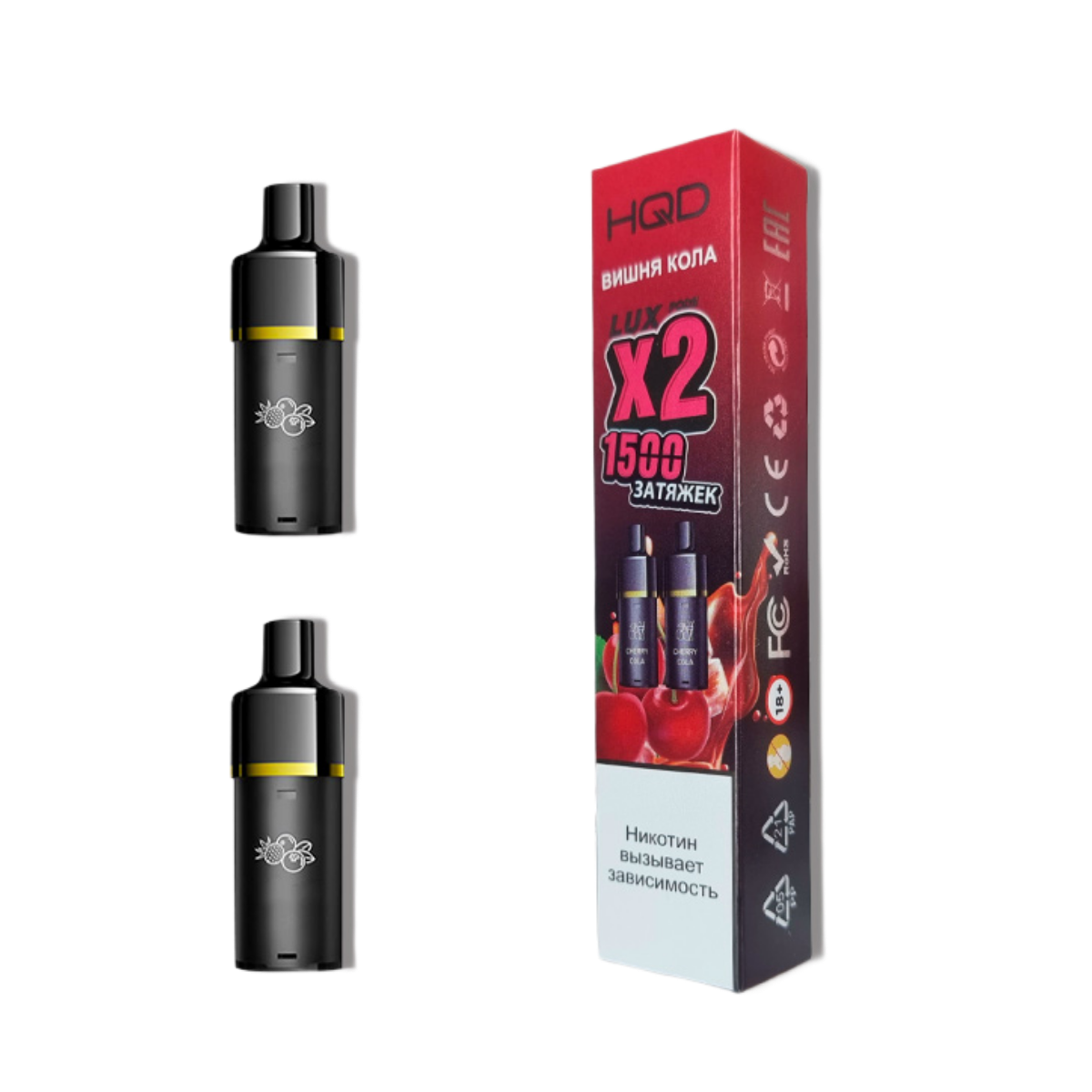 HQD LUX POD Картридж Вишневая кола 2% (уп. 2 шт)