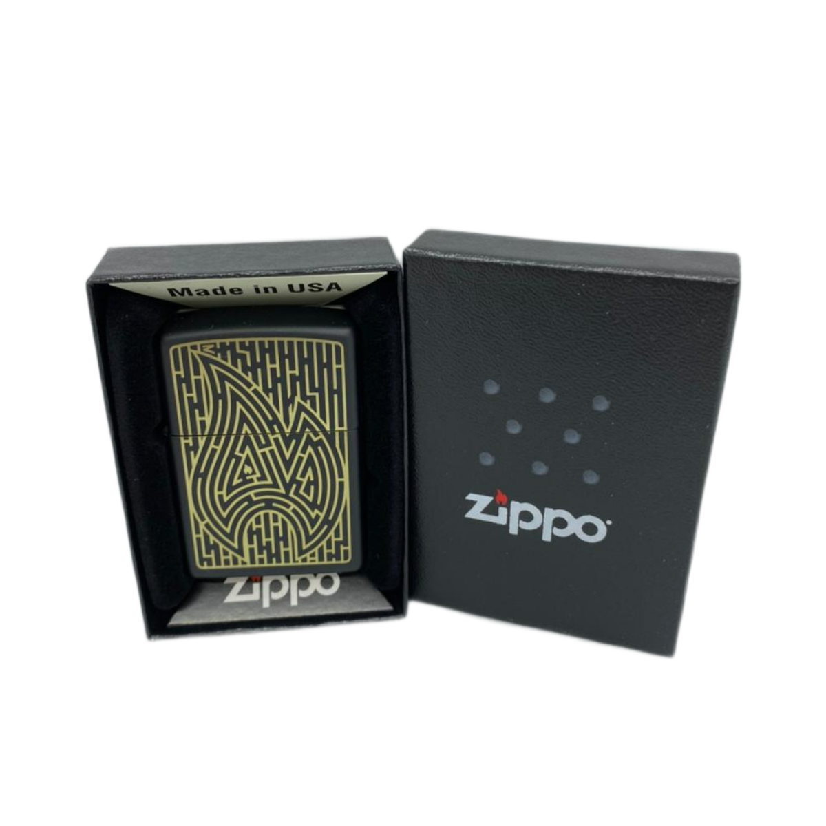 ZIPPO/49597 Maze с покр. Black Matte, латунь/сталь, чёрная, матов., 38x13x57 мм