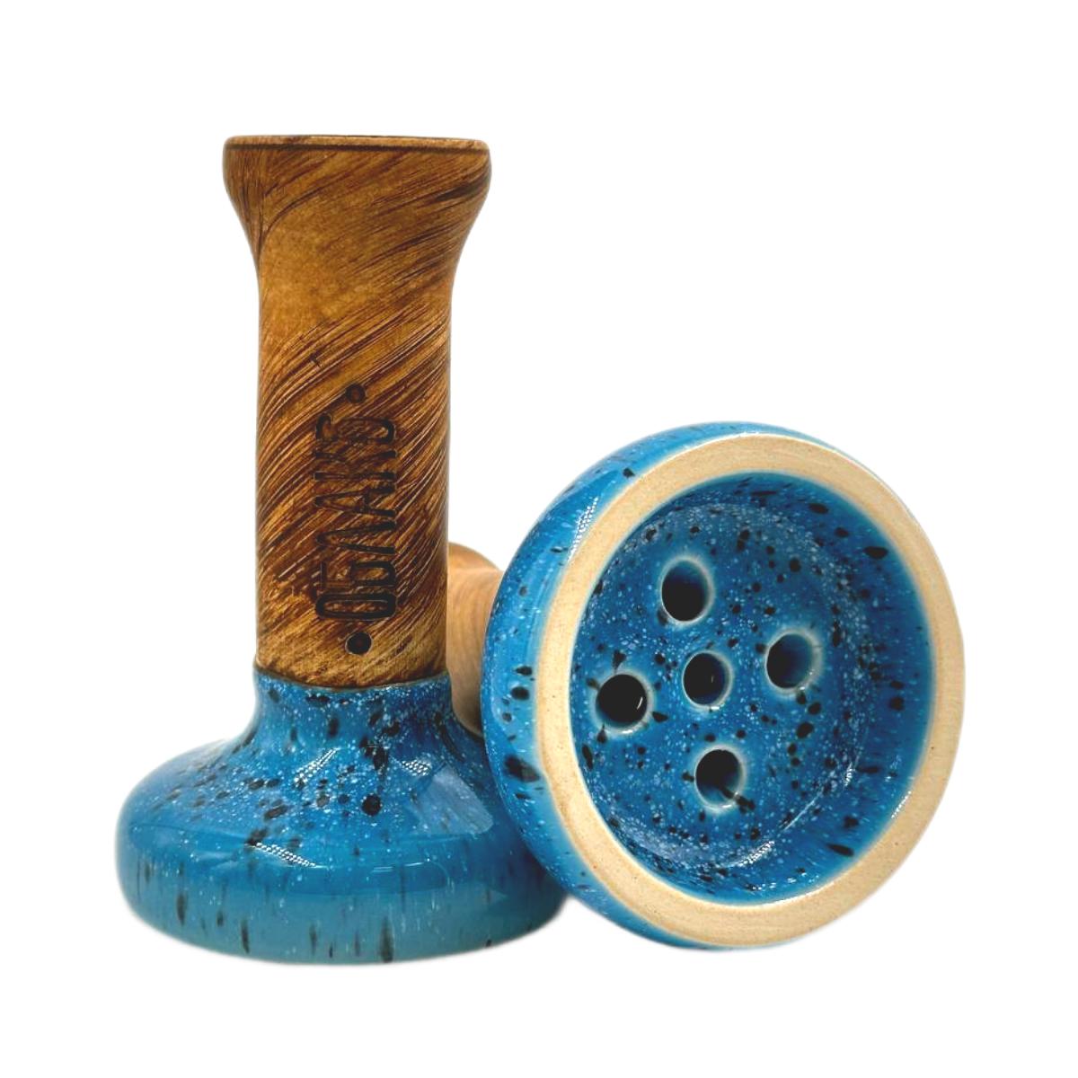 Кальянная чашка керамическая ОБЛАКО GLAZE STD Black голубой в точку