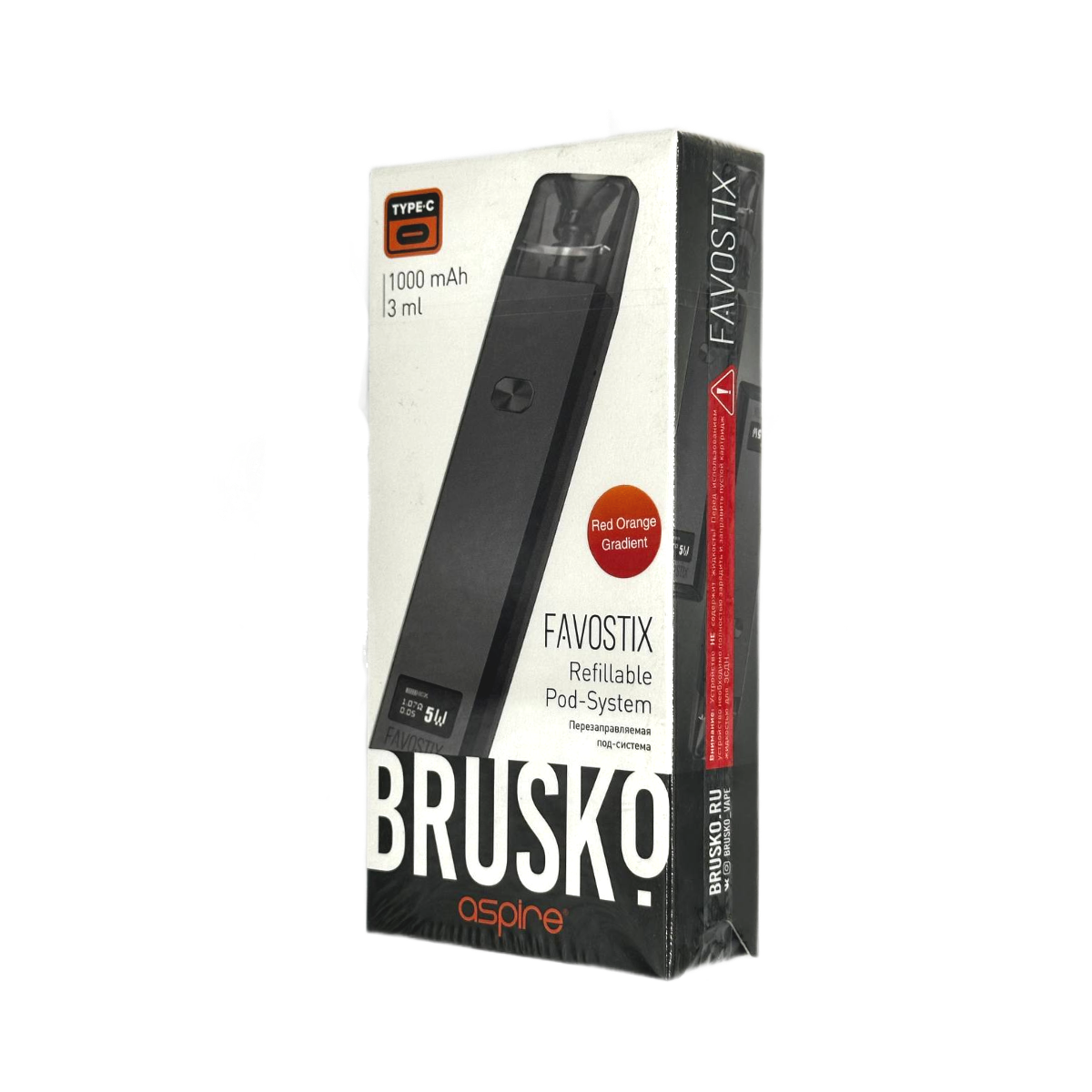 BRUSKO FAVOSTIX 1000 mAh Красно-оранжевый градиент