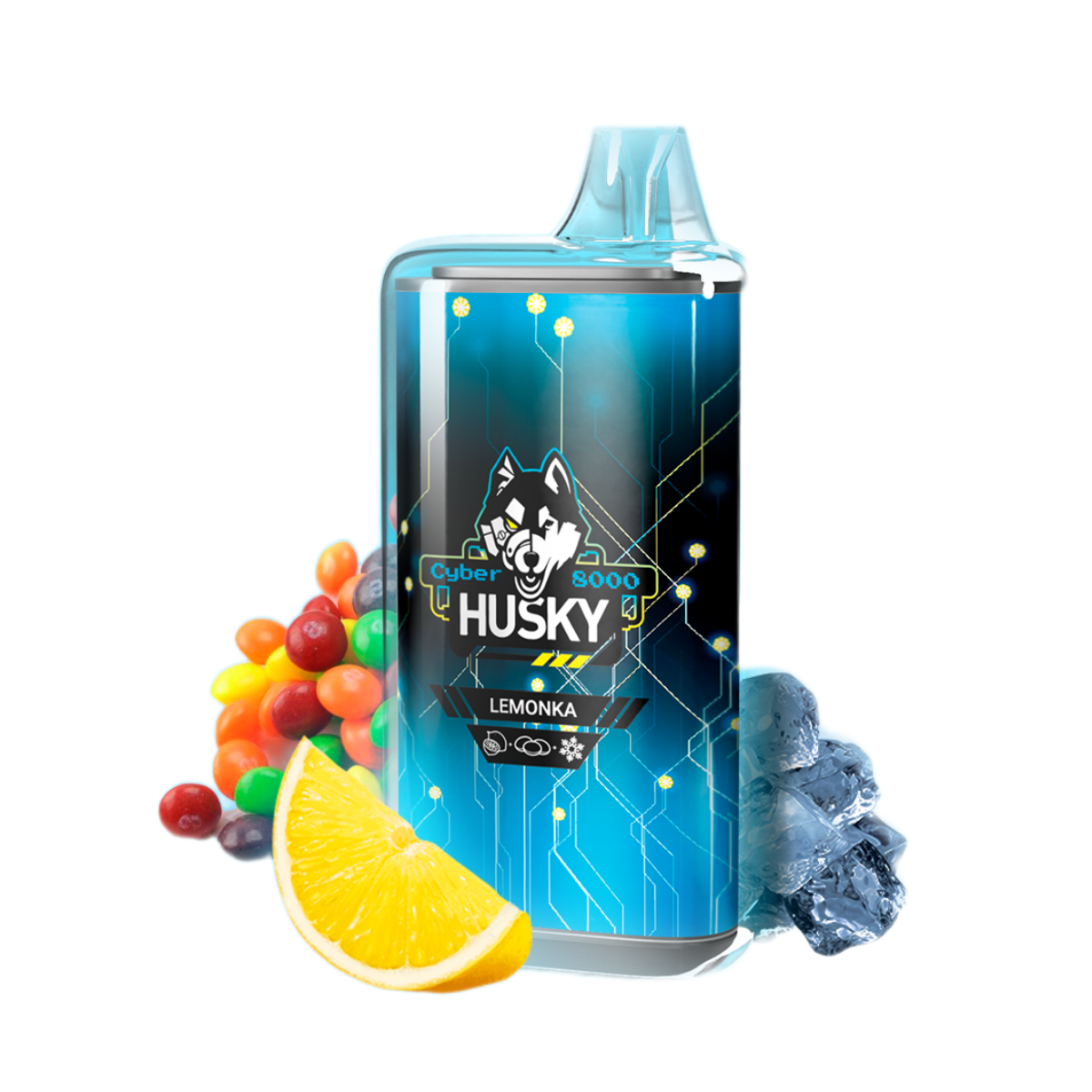 HUSKY CYBER NEW 8000 Лимон скитлс лёд 2%