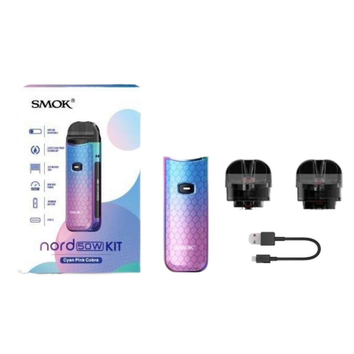 NORD 50W Pod Kit 1800mAh Silver Carbon Fiber SMOK-098E