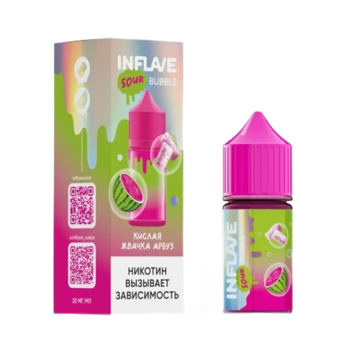 INFLAVE BUBBLE Зелёное яблоко арбуз 30мl. 2%