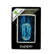 ZIPPO/48520 Woman in Tube покр.Glow In The Dark Green, лат/сталь, белая,
