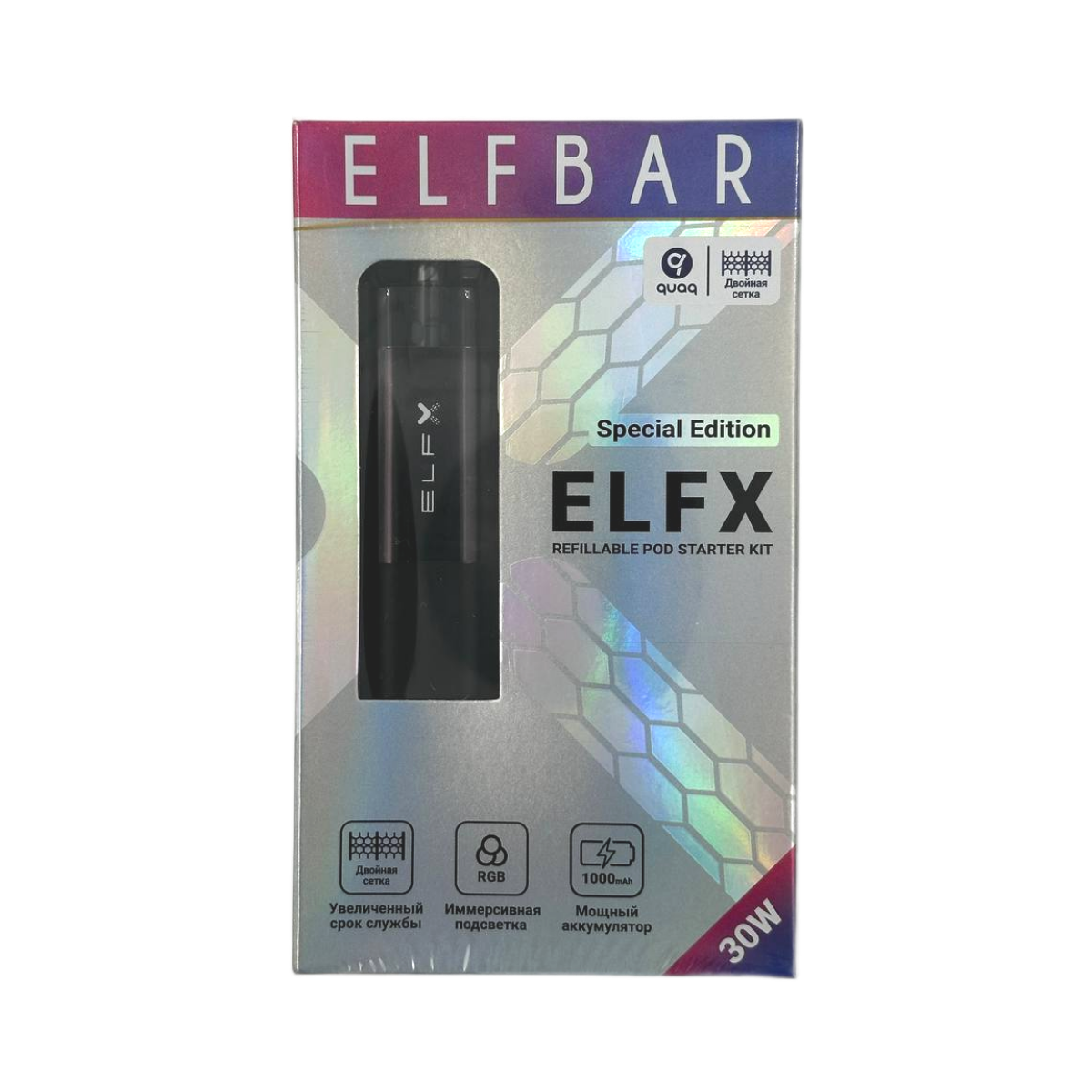 ELFBAR ELFX KIT SE Черный + 2 картр. по 3мл (0,6 Ом и 0,8 Ом)