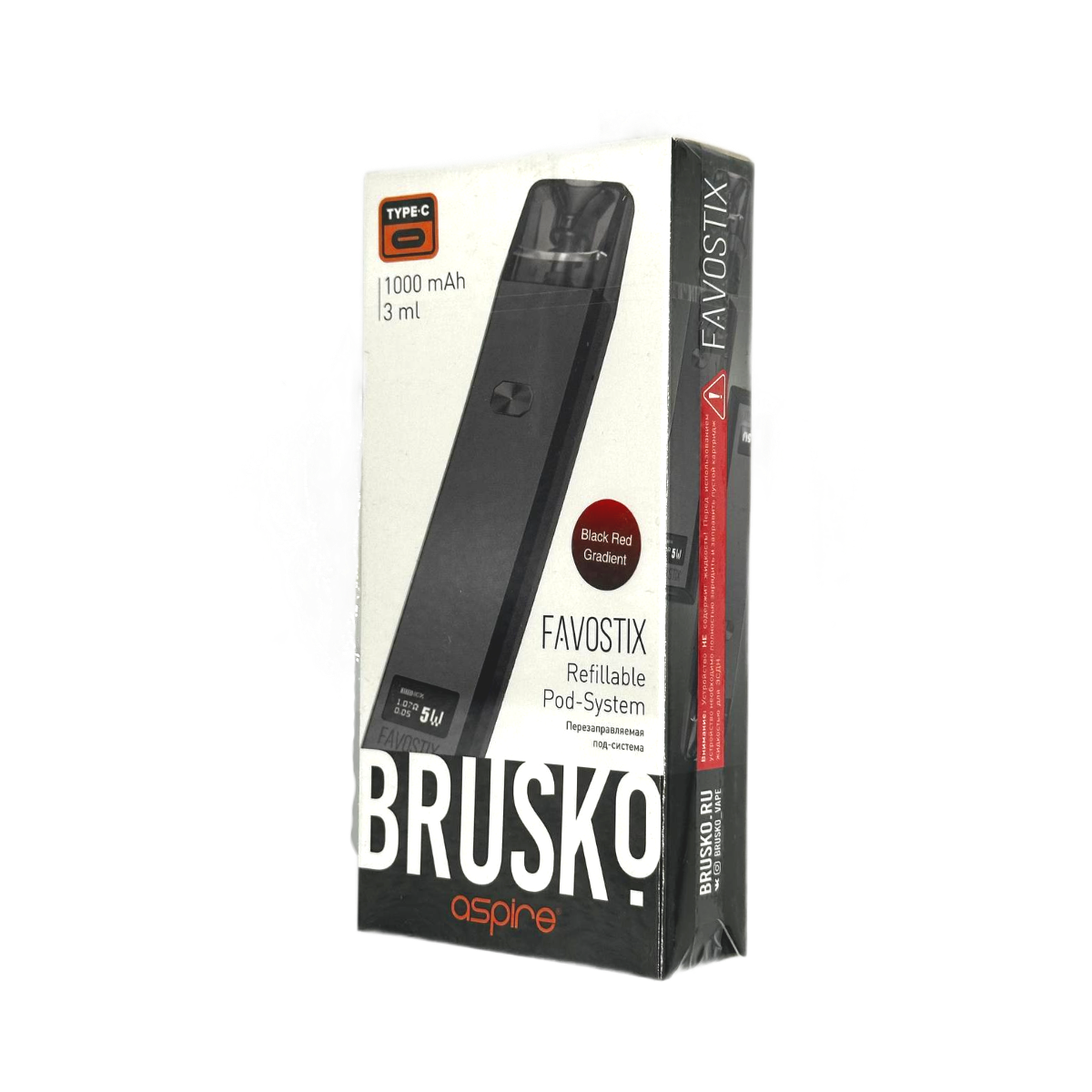 BRUSKO FAVOSTIX 1000 mAh Черно-красный градиент