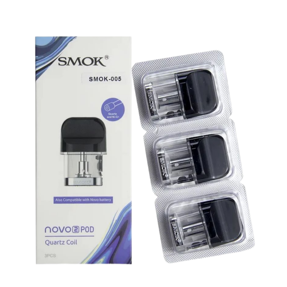 Картридж SMOK Novo 2 Quartz 1.4ohm 2ml Coil Pod SMOK-005-POD (в уп. 3 шт.)