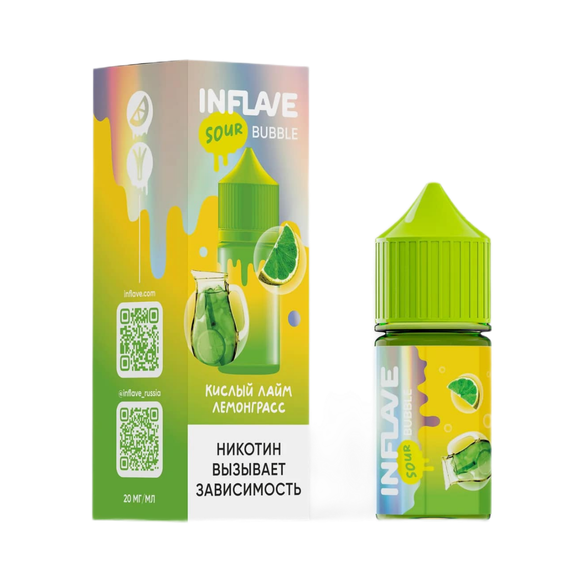 INFLAVE BUBBLE Кислый лайм лемонграсс 30мl. 2%