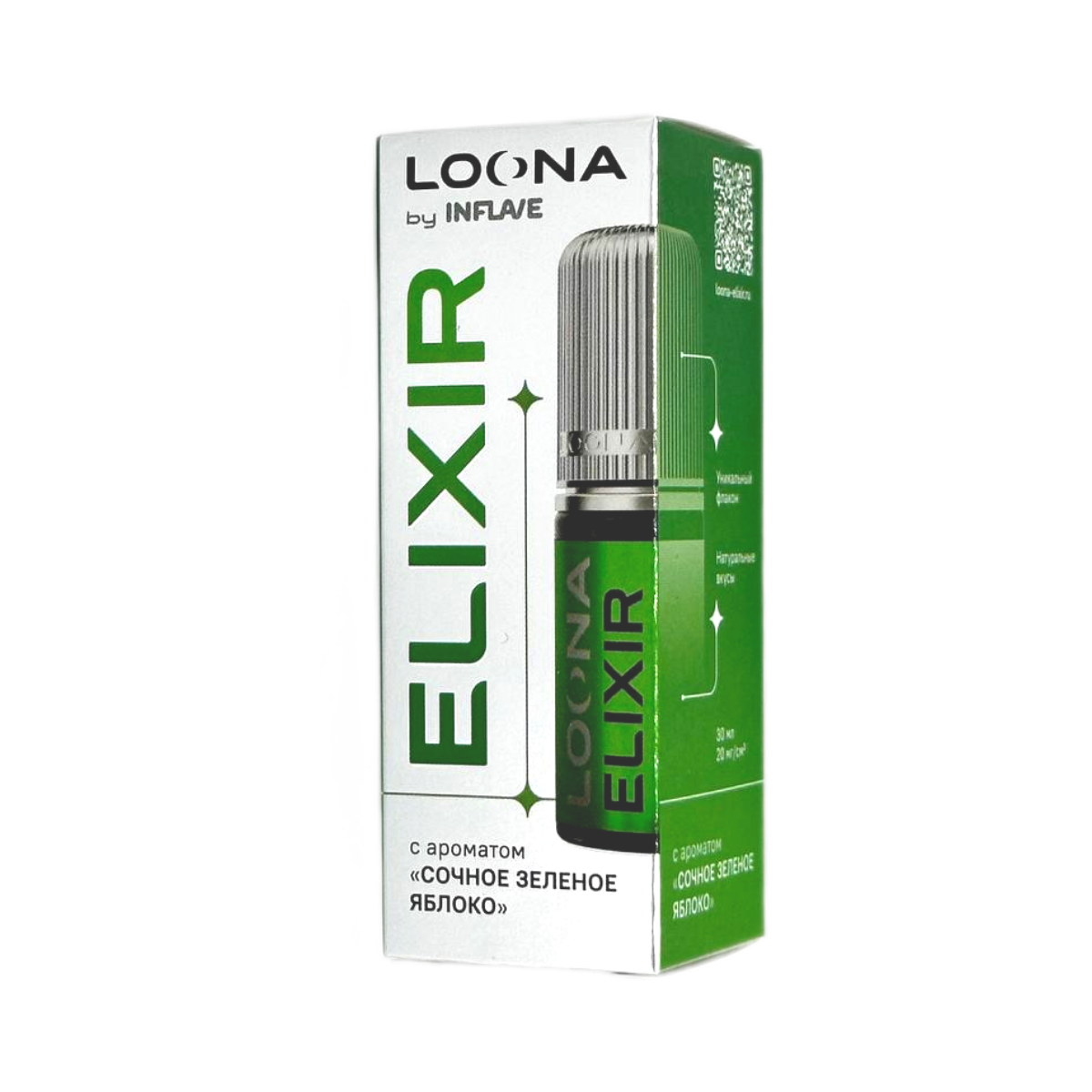 INFLAVE LOONA ELIXIR Сочное зеленое яблоко 30мл.20мг.