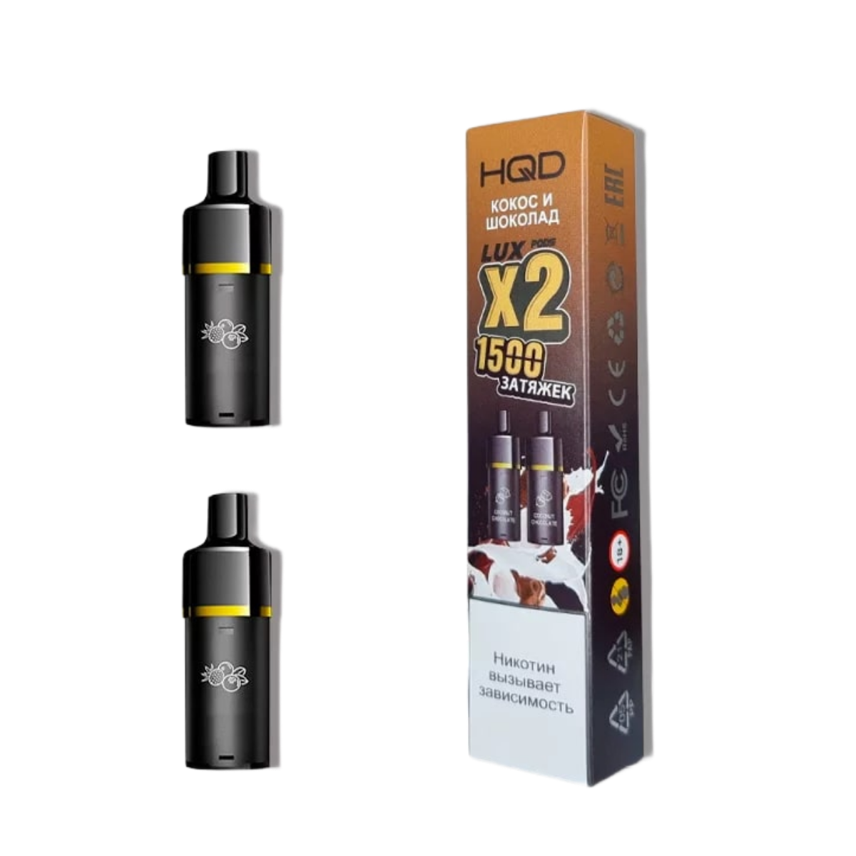 HQD LUX POD Картридж Кокос шоколад 2% (уп. 2 шт)