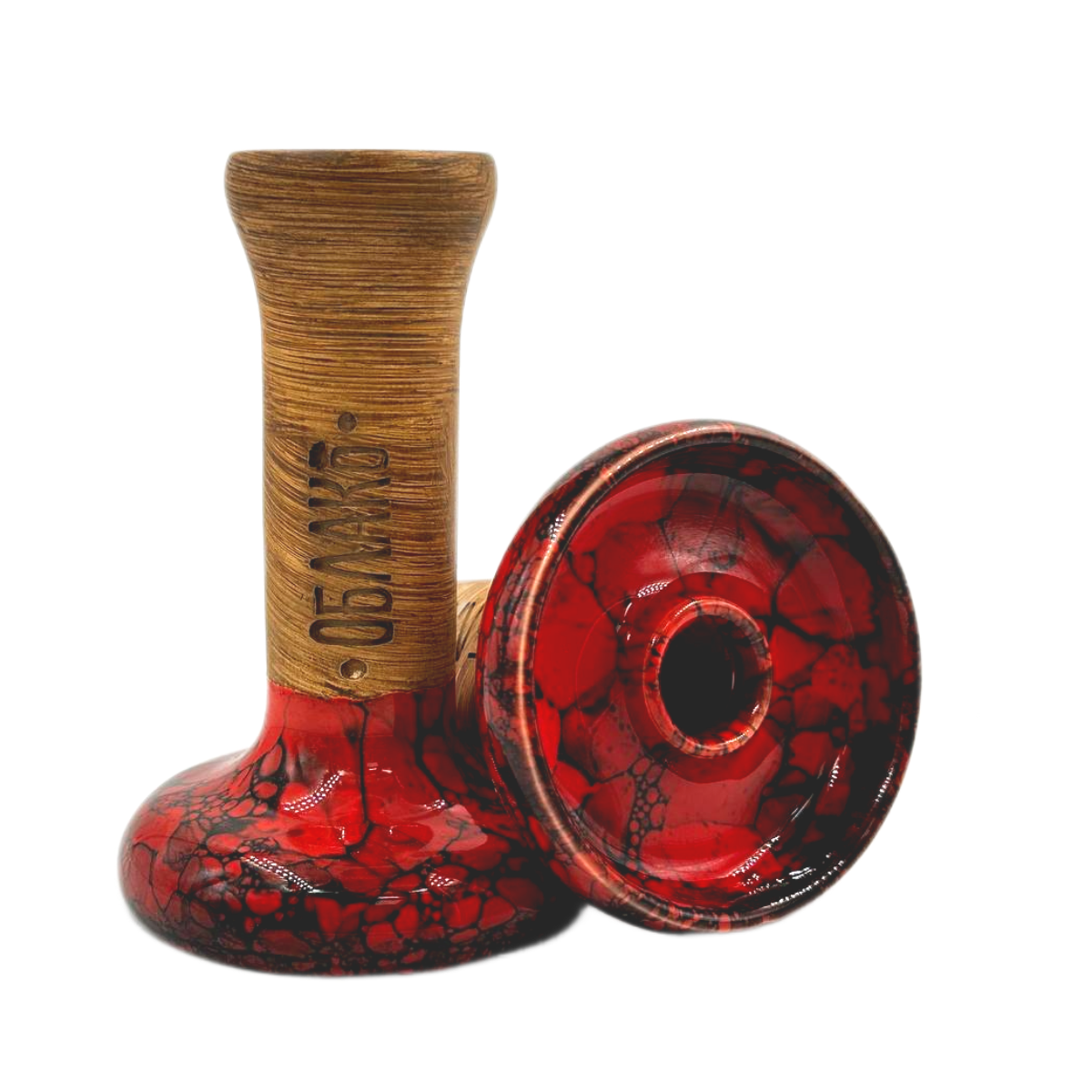 Кальянная чашка керамическая ОБЛАКО GLAZE STD Phunnel L красно-черный мрамор