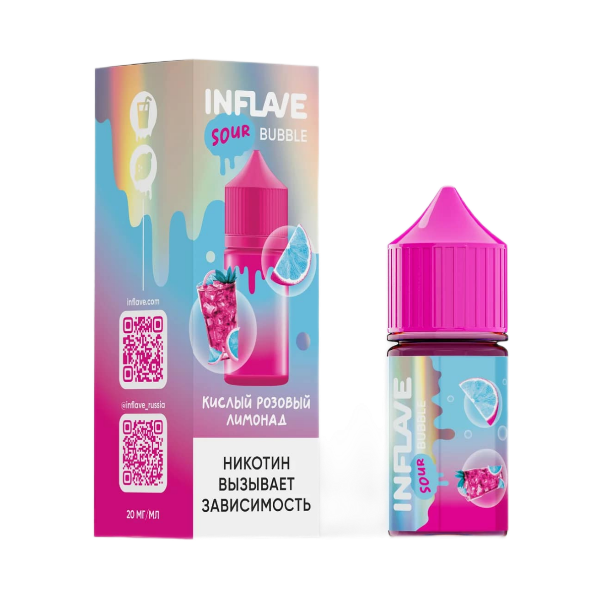 INFLAVE BUBBLE Кислый розовый лимонад 30мl. 2%