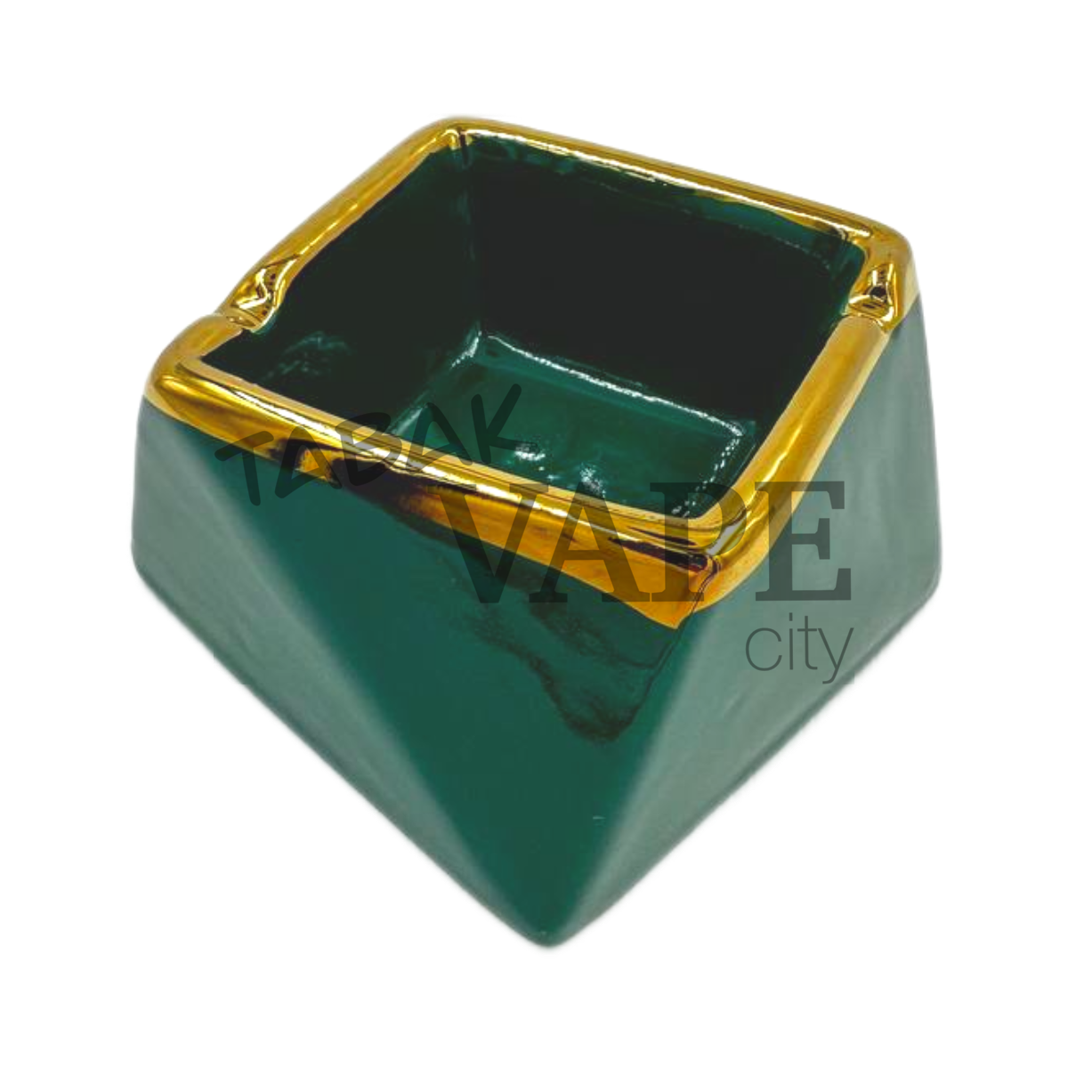 Пепельница TVC керамическая восьмиугольная зеленая D12см.