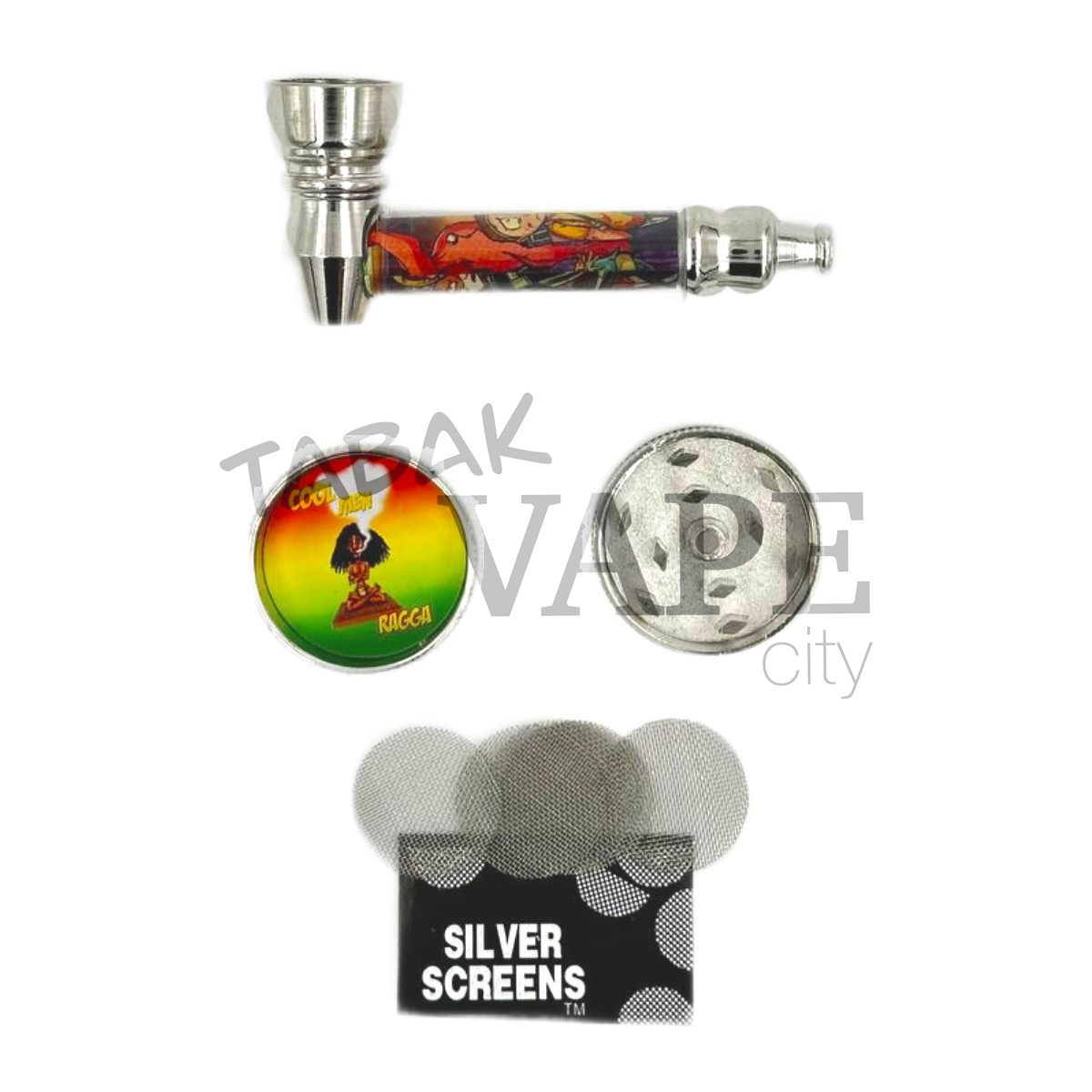 Трубка Блистер TVC с гриндером/с сеткой с картинками L7см/D3см