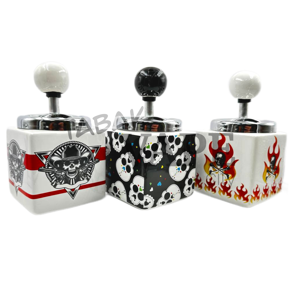 Пепельница TVC керамическая череп /крутящий элемент D9см.