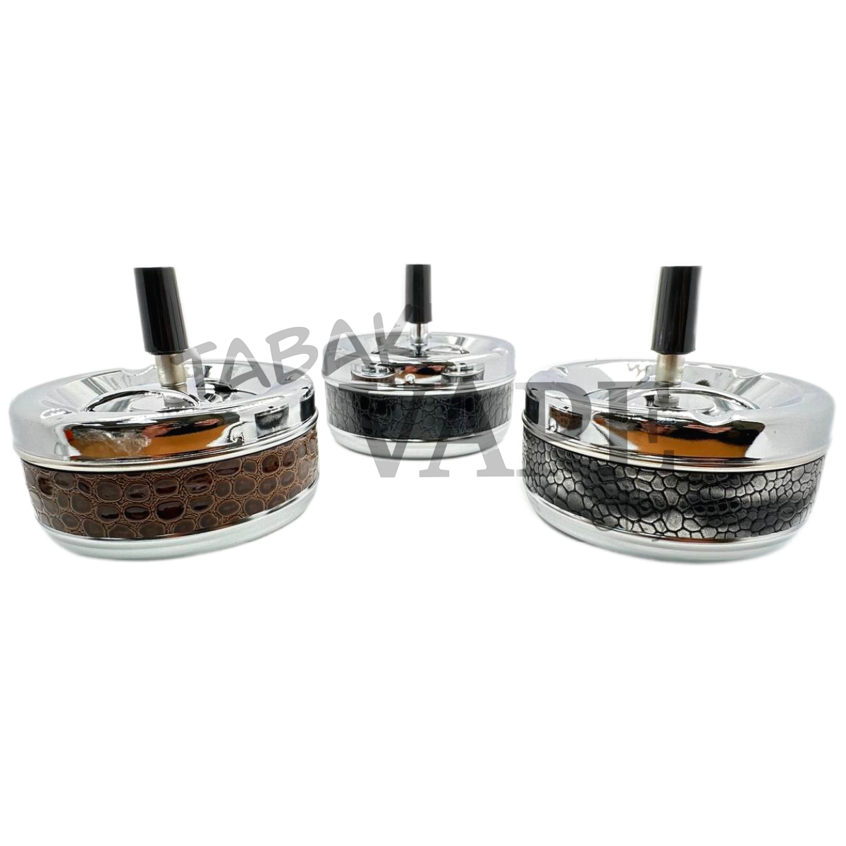 Пепельница TVC металл кожа /крутящий элемент цветная D11см.