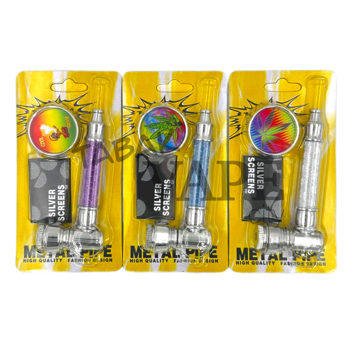 Трубка Блистер TVC металл с гриндером и сеткой Серая с рисунком L7/D3 см.