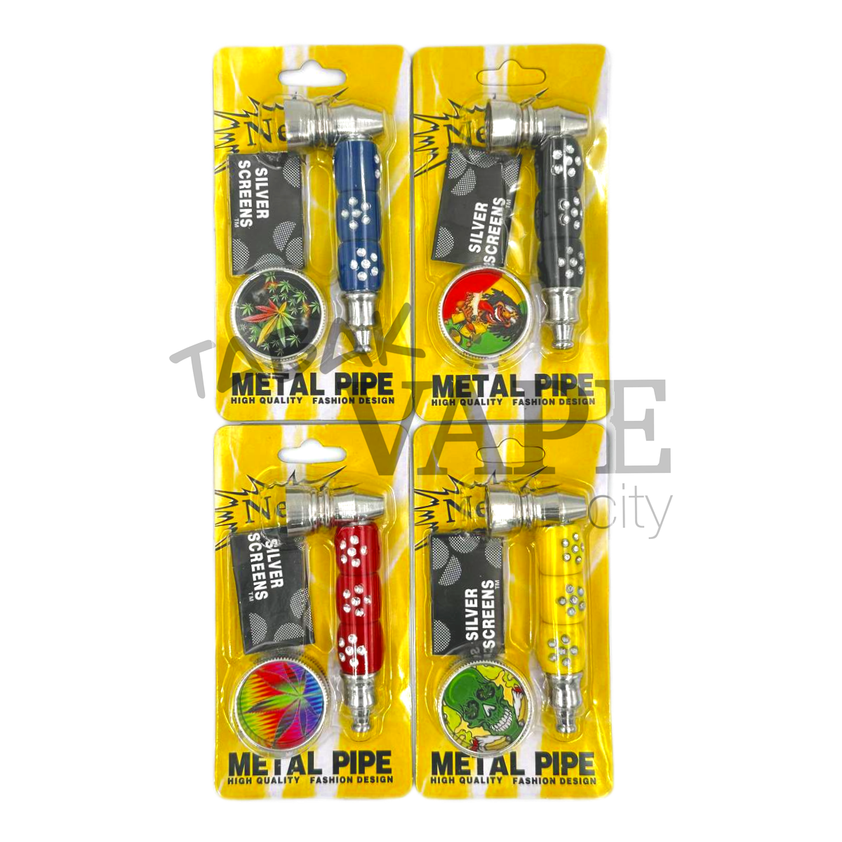 Трубка Блистер TVC металл с гриндером и сеткой Кубики цветная L7/D3 см.