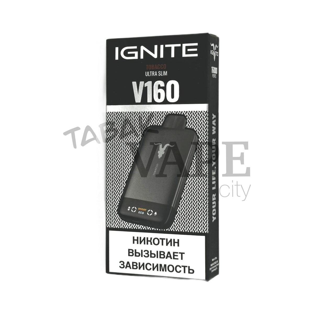 IGNITE V 160 16000 BLACK Табак 2%