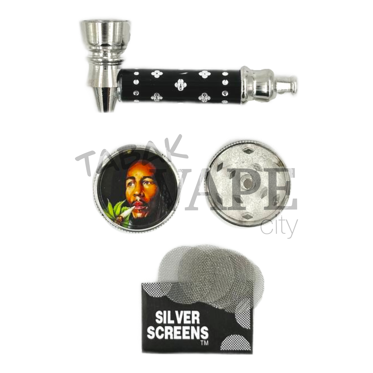 Трубка Блистер TVC с гриндером/ с сеткой со стразами цветная L7см/D3см